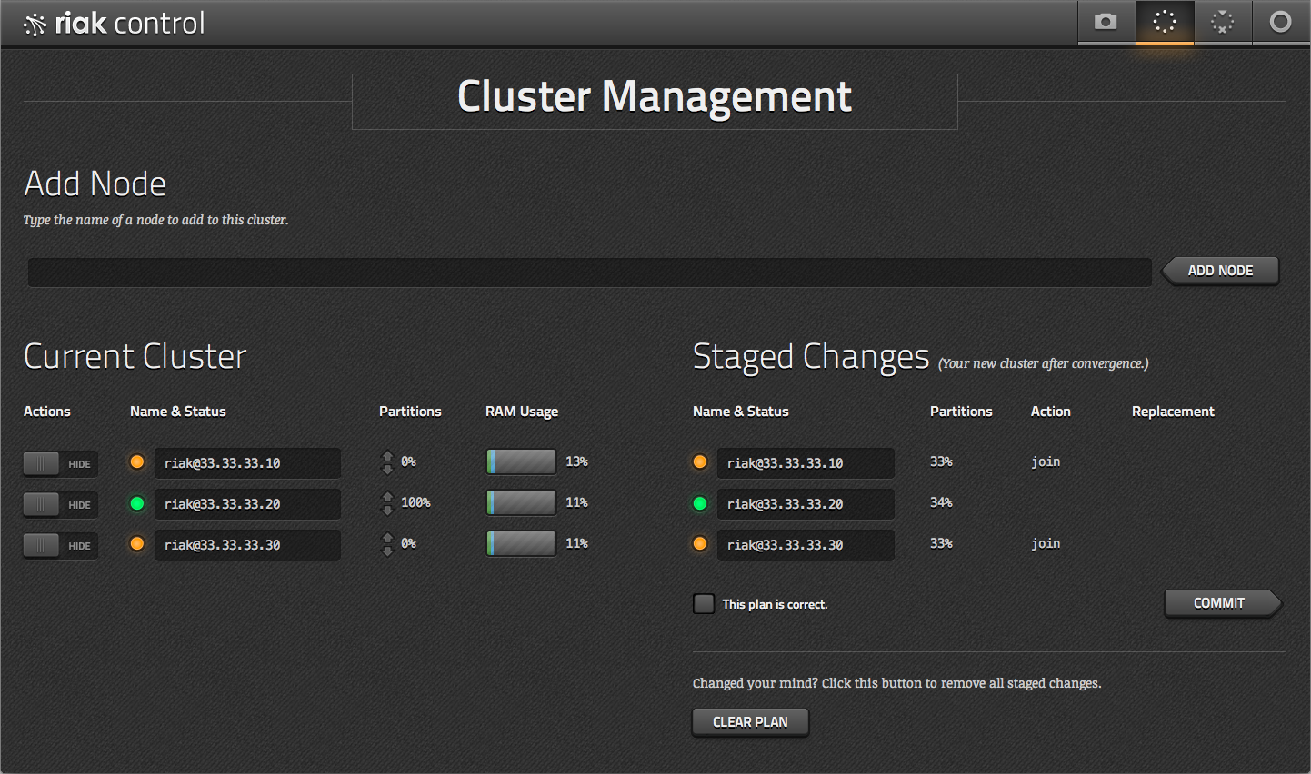 Cluster Management Staged